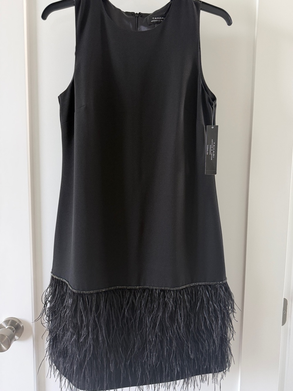 tahari asl black dress | Dresses | Tahari Asl Sleeveless Featherhem Shift SIZE:US 12 Lara Stretchy Satin Formal line midi dress accented bfcmexclude23
